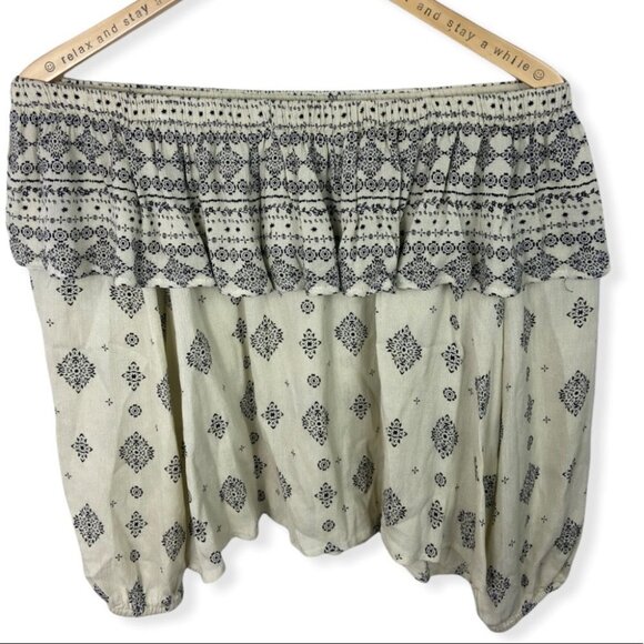 Jack BB Dakota Bernadine Off The Shoulder Top Beige Size XS Bohemian Boho Print - Picture 2 of 12